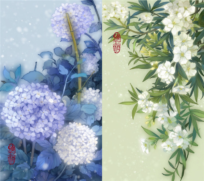 古風圖片曉泊繪畫的花簽