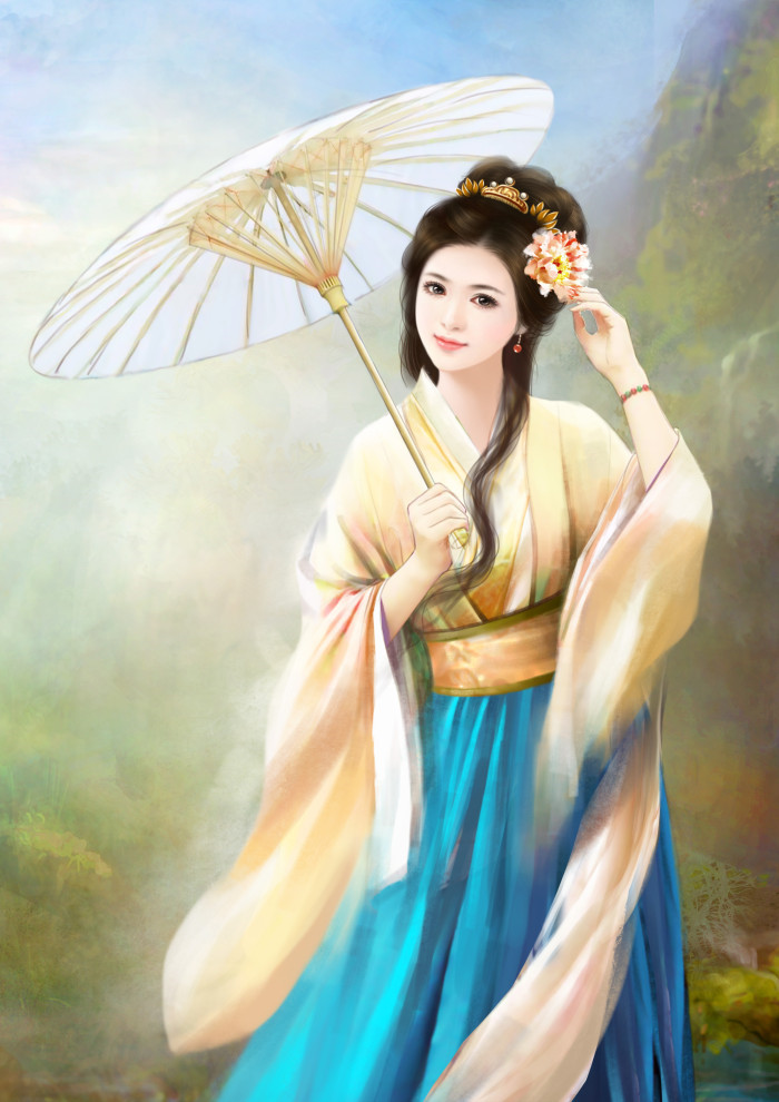 甜美可人古風(fēng)美女插畫立繪圖片