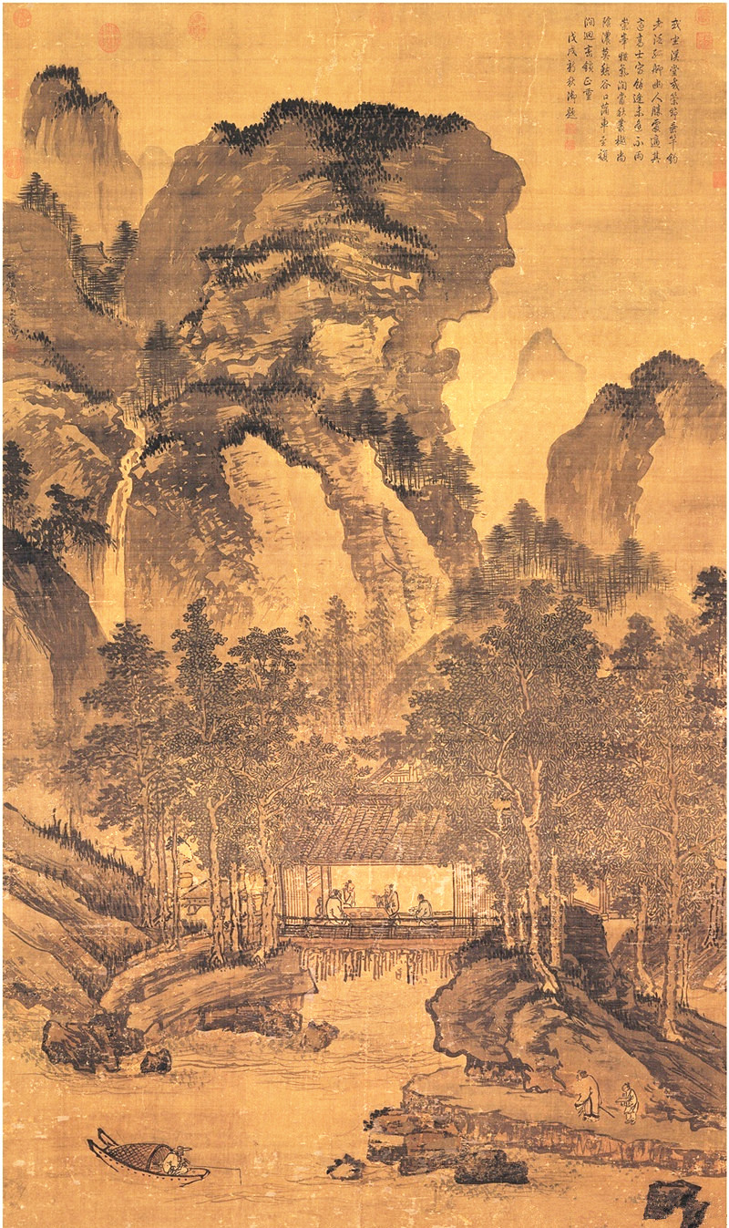 明朝戴進(jìn)國(guó)畫《畫山水》欣賞
