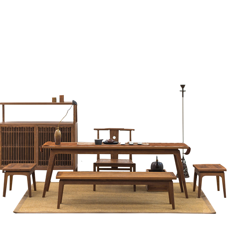 新中式實(shí)木茶桌椅組合，簡約現(xiàn)代客廳禪意茶臺