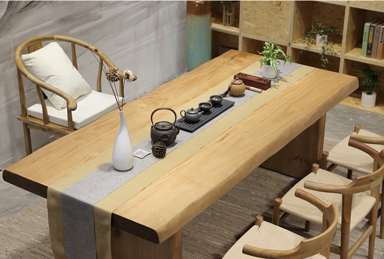 復(fù)古純實(shí)木茶桌椅組合，仿古簡(jiǎn)約功夫茶臺(tái)