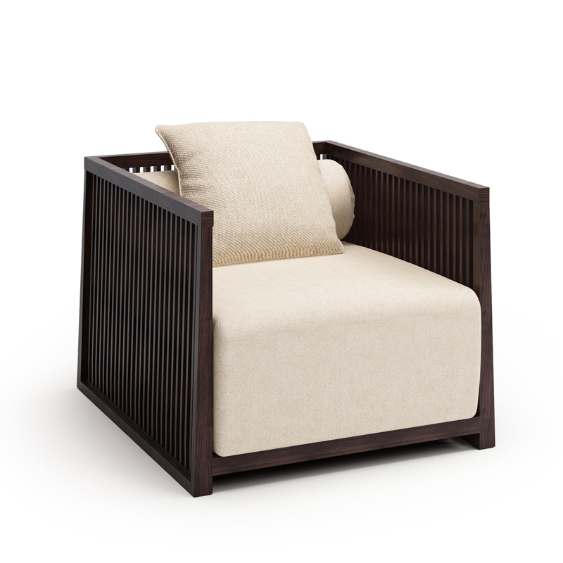 中式實木沙發(fā)組合，簡約現(xiàn)代客廳布藝沙發(fā)