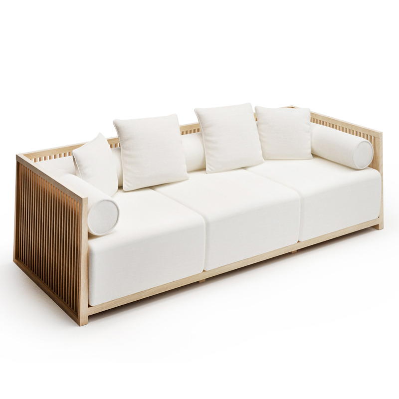 中式實木沙發(fā)組合，簡約現(xiàn)代客廳布藝沙發(fā)