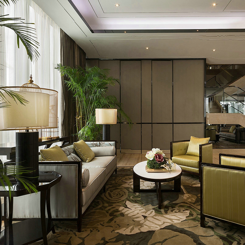 沙發(fā)組合客廳布藝三人沙發(fā)，新中式實(shí)木