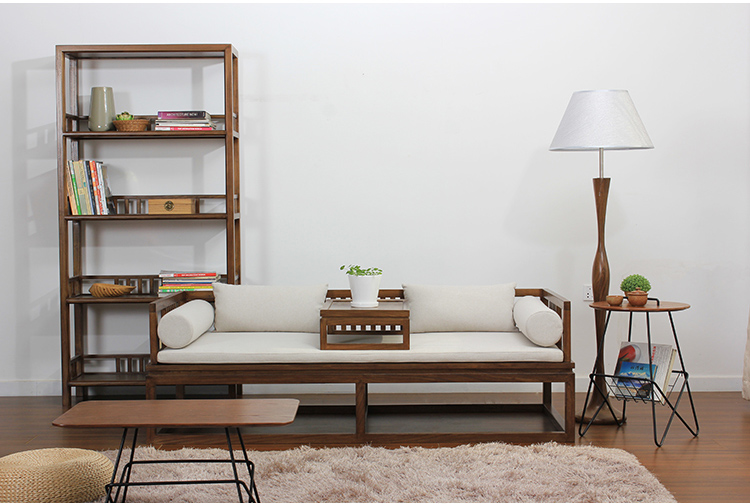 新中式老榆木羅漢床，免漆禪意床榻茶幾