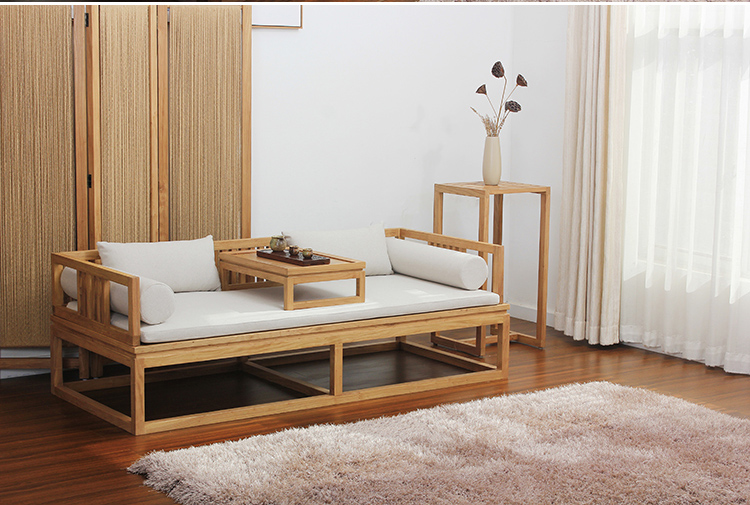 新中式老榆木羅漢床，免漆禪意床榻茶幾