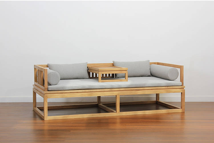 新中式老榆木羅漢床，免漆禪意床榻茶幾