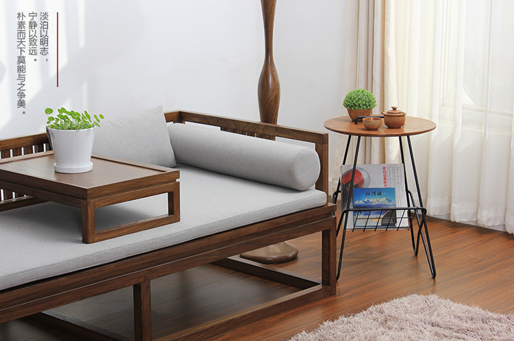 新中式老榆木羅漢床，免漆禪意床榻茶幾
