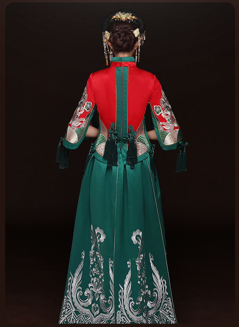 秋季新款紅色敬酒服，改良旗袍長款