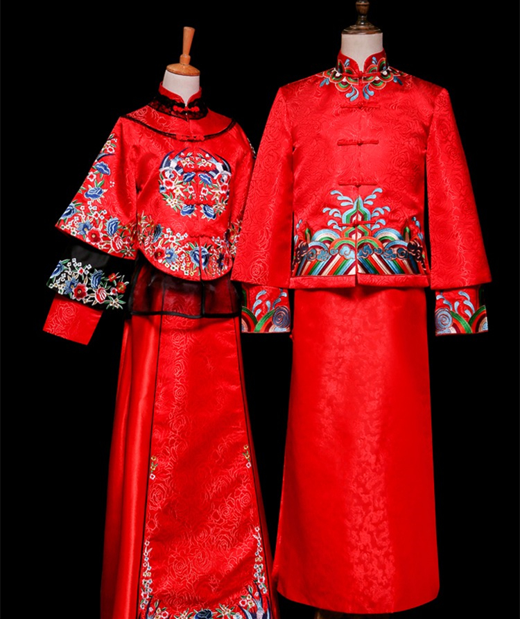 中國(guó)古典元素刺繡新娘禮服，敬酒服長(zhǎng)袖春裝