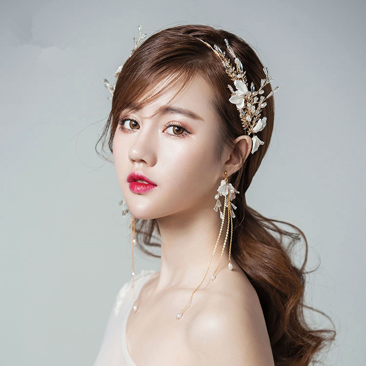 水晶頭花發(fā)箍頭飾，精美金色古典發(fā)飾