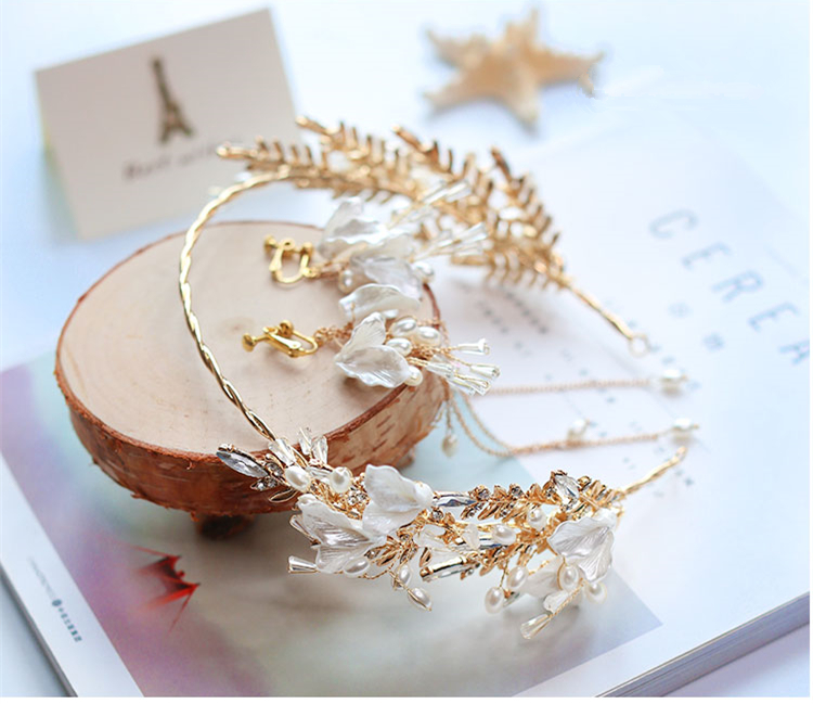 水晶頭花發(fā)箍頭飾，精美金色古典發(fā)飾