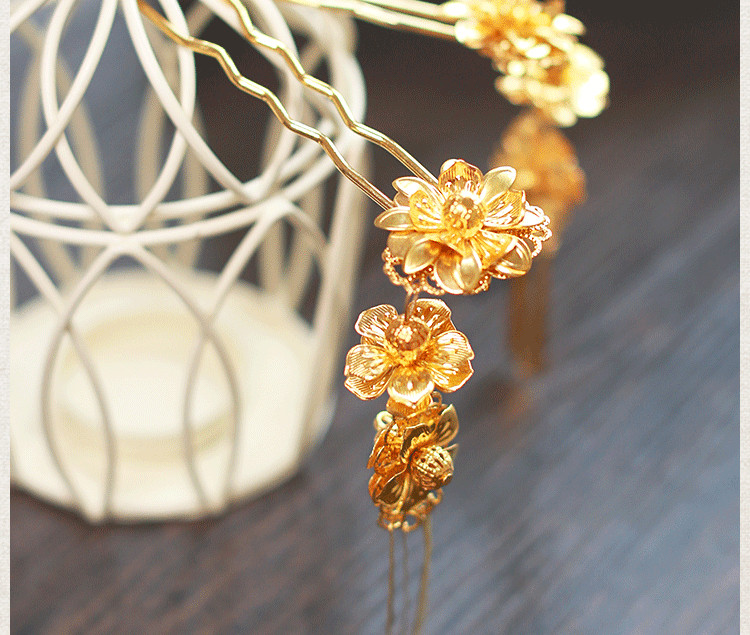 女子金色流蘇古風(fēng)頭飾，鳳冠配飾品