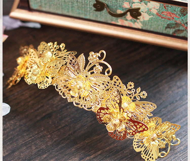 女子金色流蘇古風(fēng)頭飾，鳳冠配飾品