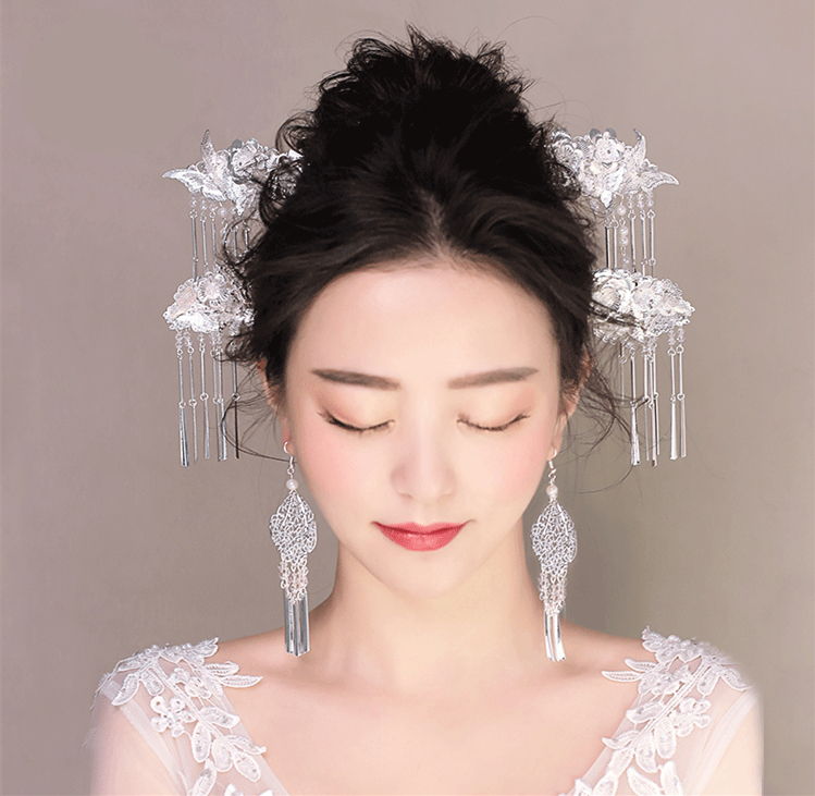 家佳樂(lè)文學(xué)銀白色步搖，新文藝復(fù)古發(fā)簪