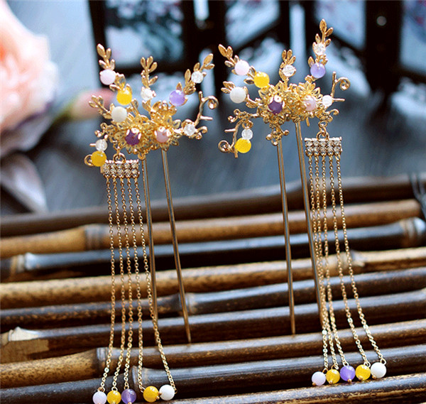 中式古典純手工發(fā)飾，婚禮頭飾蝴蝶彩珠