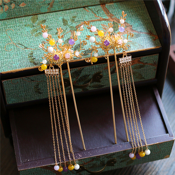 中式古典純手工發(fā)飾，婚禮頭飾蝴蝶彩珠