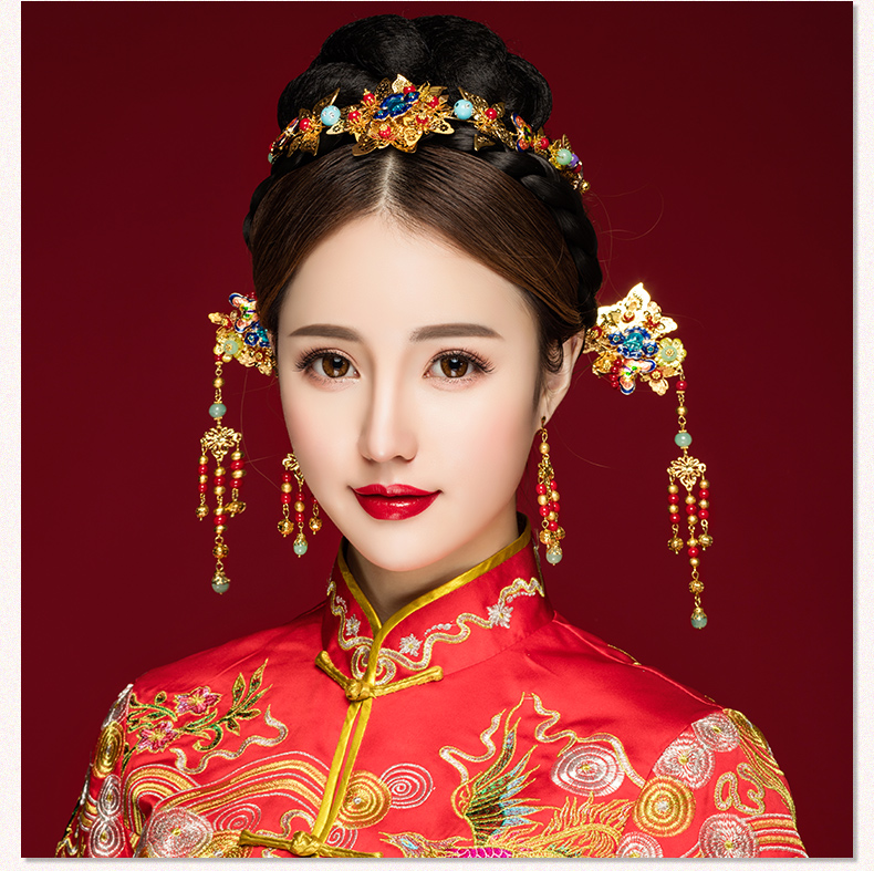 古典步搖新娘發(fā)飾，古式婚禮發(fā)簪