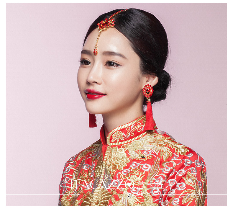 家佳樂文學(xué)頭飾紅色眉心墜，古風(fēng)新娘妝額飾