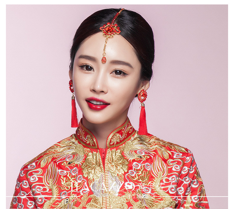 家佳樂文學(xué)頭飾紅色眉心墜，古風(fēng)新娘妝額飾