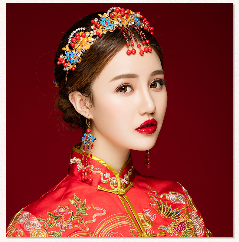 來(lái)唯美新娘古風(fēng)額飾，皇冠結(jié)婚婚禮配飾