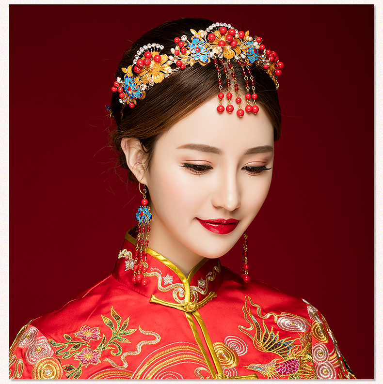 來(lái)唯美新娘古風(fēng)額飾，皇冠結(jié)婚婚禮配飾