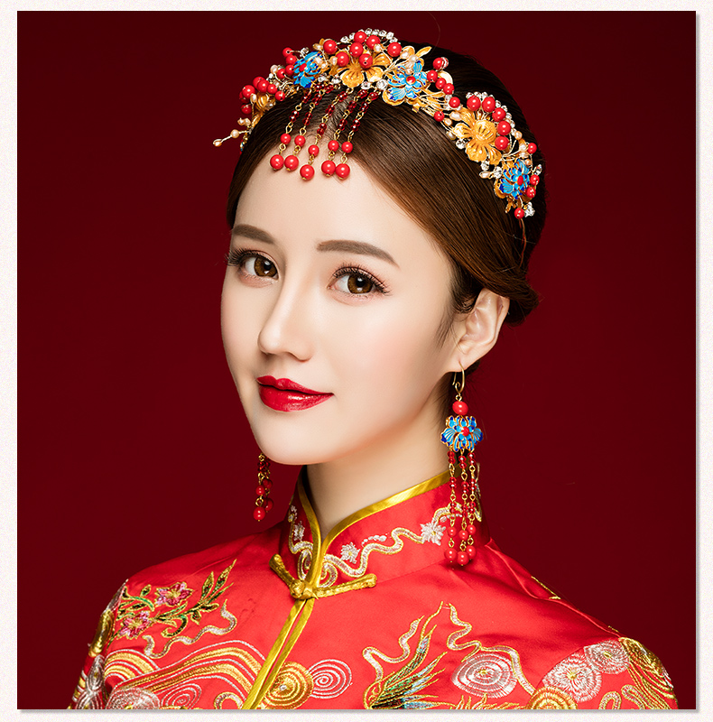 來(lái)唯美新娘古風(fēng)額飾，皇冠結(jié)婚婚禮配飾