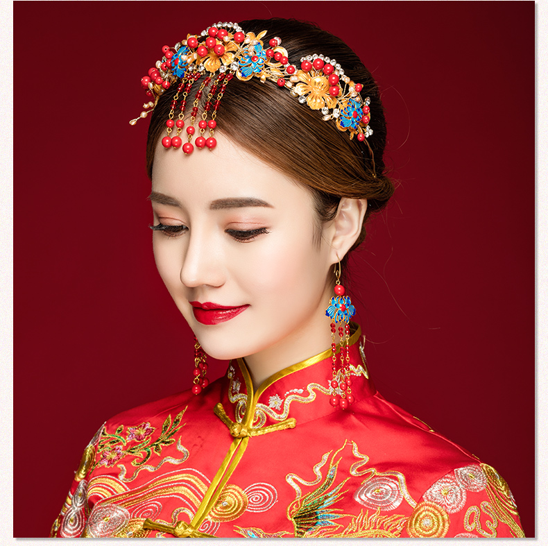 來(lái)唯美新娘古風(fēng)額飾，皇冠結(jié)婚婚禮配飾