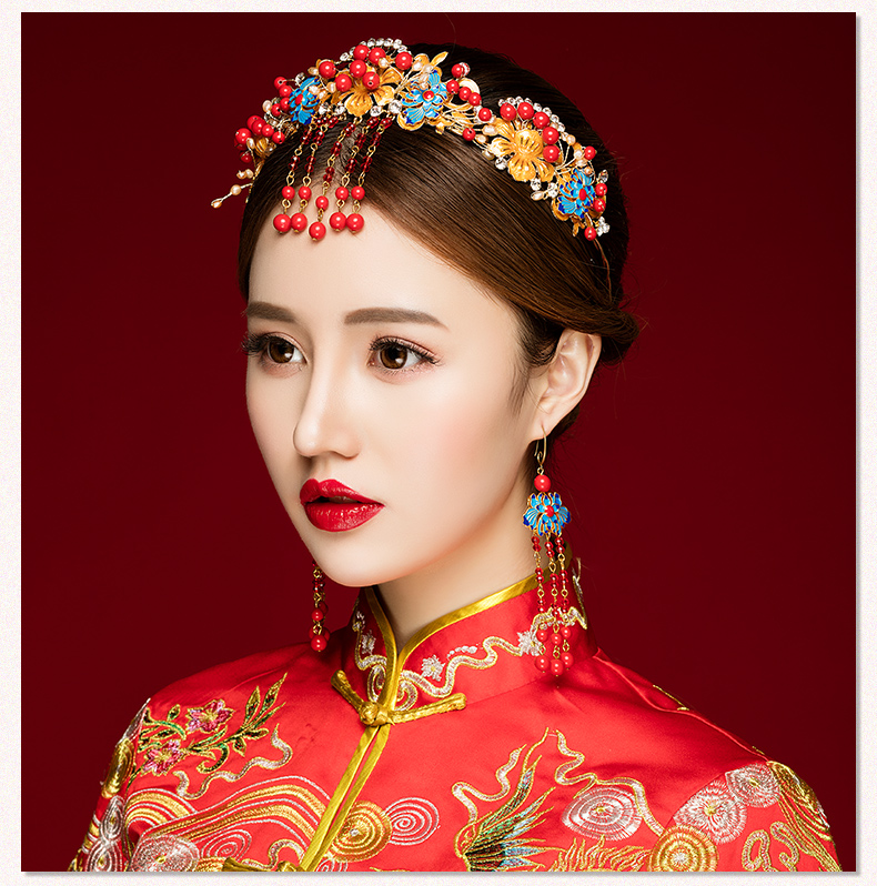 來(lái)唯美新娘古風(fēng)額飾，皇冠結(jié)婚婚禮配飾