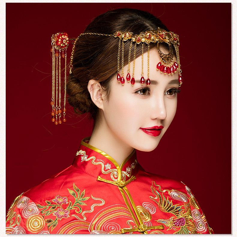 中式古典步搖額飾，優(yōu)雅高貴眉心墜