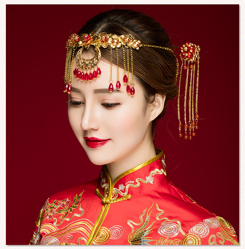 中式古典步搖額飾，優(yōu)雅高貴眉心墜