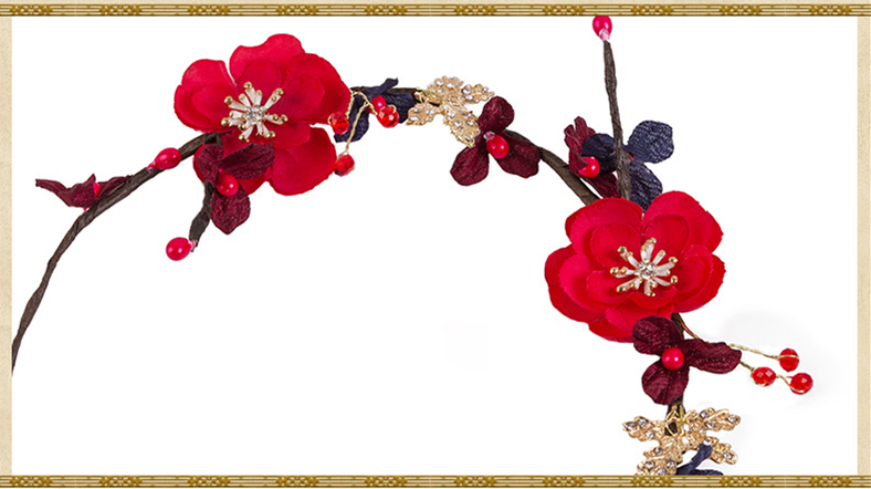 典雅梅花造型古風(fēng)頭飾，珍珠水鉆制作新娘發(fā)飾