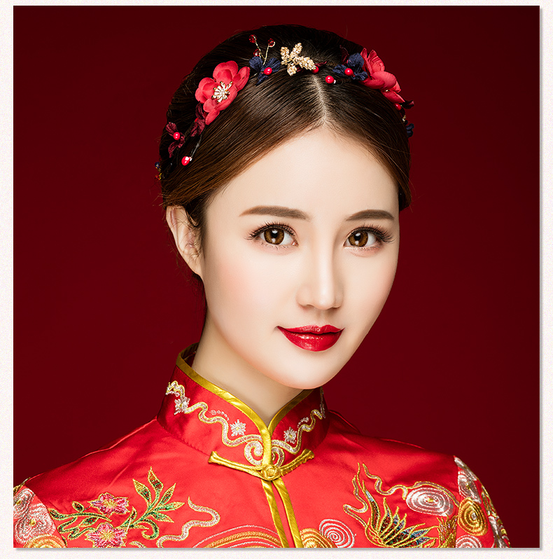 典雅梅花造型古風(fēng)頭飾，珍珠水鉆制作新娘發(fā)飾