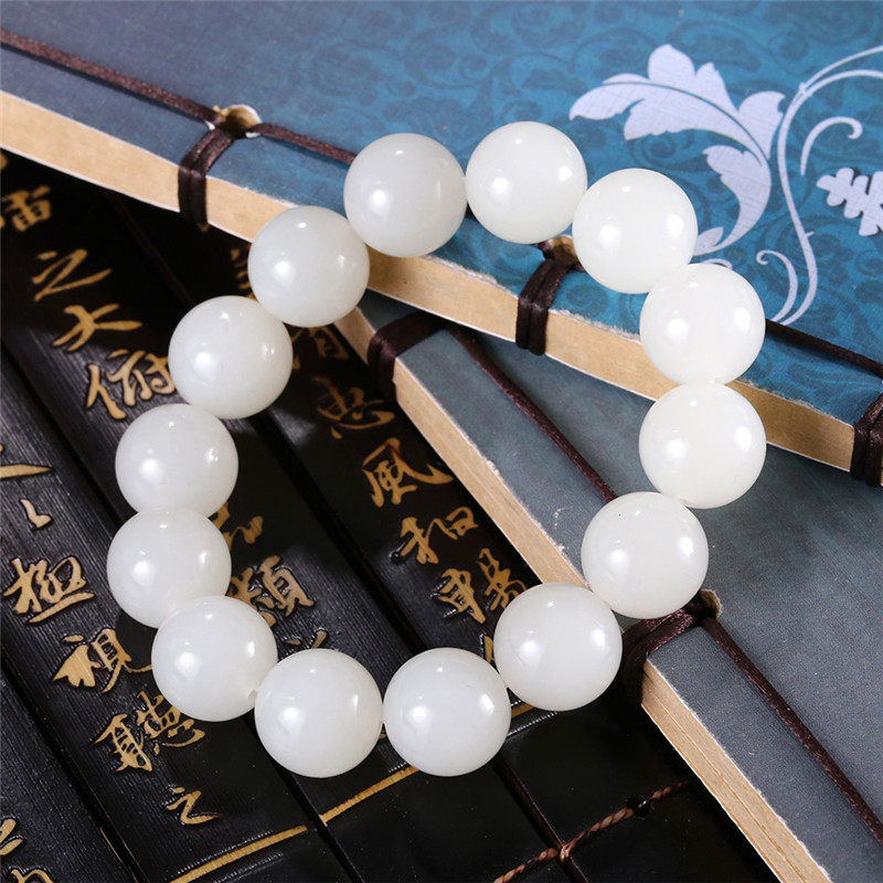 天然和田玉玉石手串，新疆白玉男女手飾