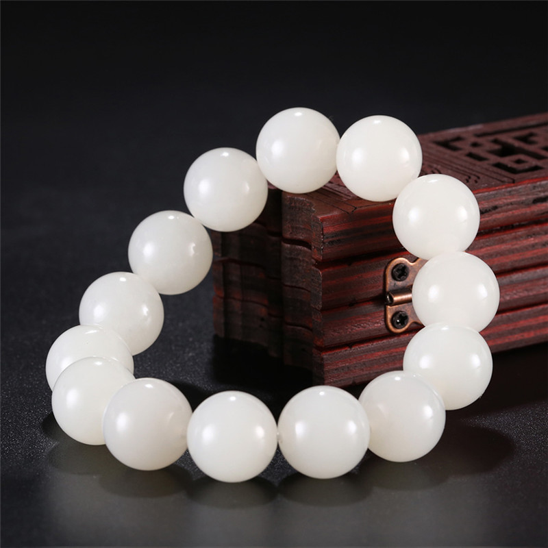 天然和田玉玉石手串，新疆白玉男女手飾