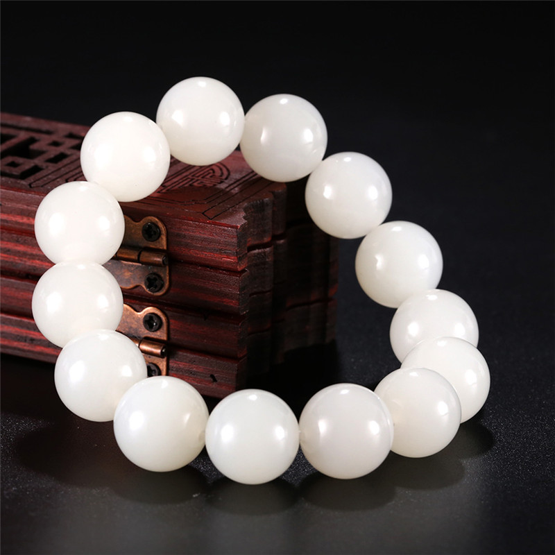 天然和田玉玉石手串，新疆白玉男女手飾