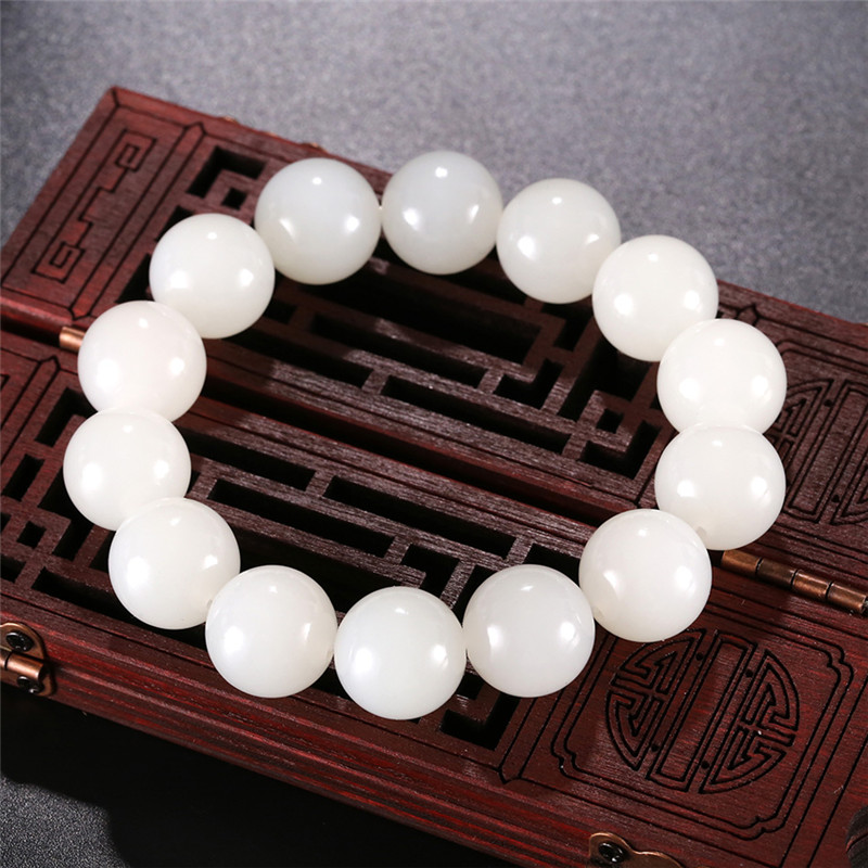 天然和田玉玉石手串，新疆白玉男女手飾