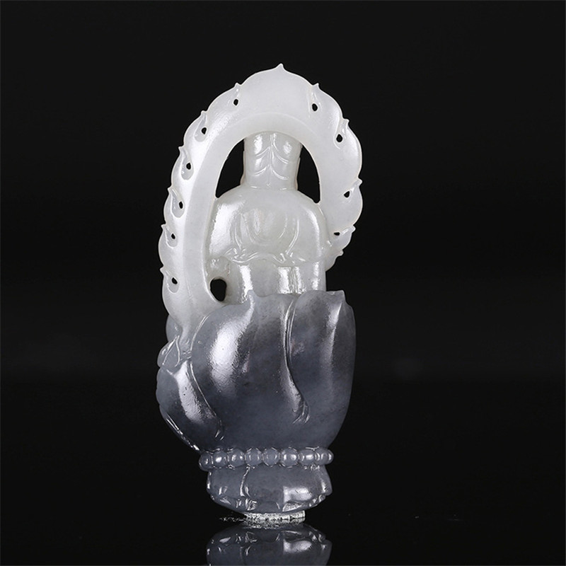 護佑之主和田玉觀音掛件，天然青花籽料掛墜。