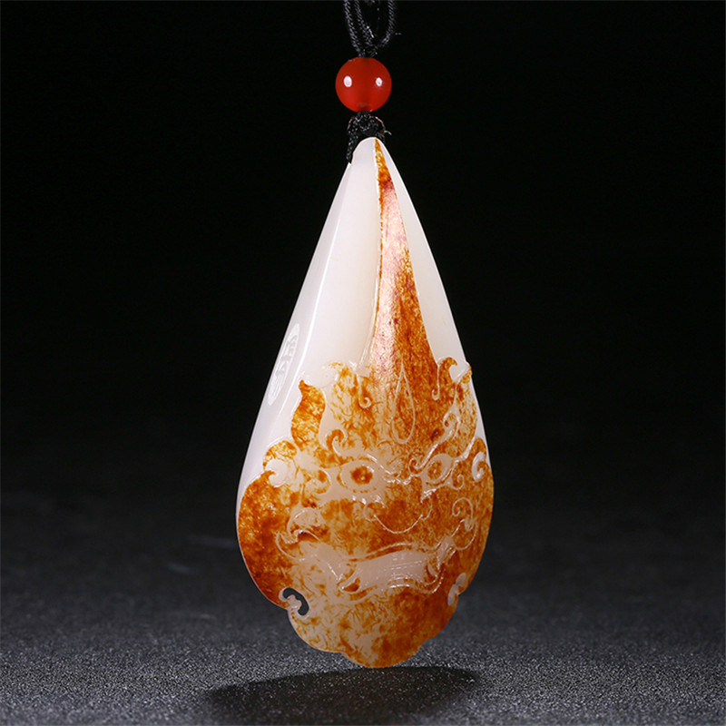 財(cái)福雙至和田玉貔貅掛墜，白玉籽料吊墜