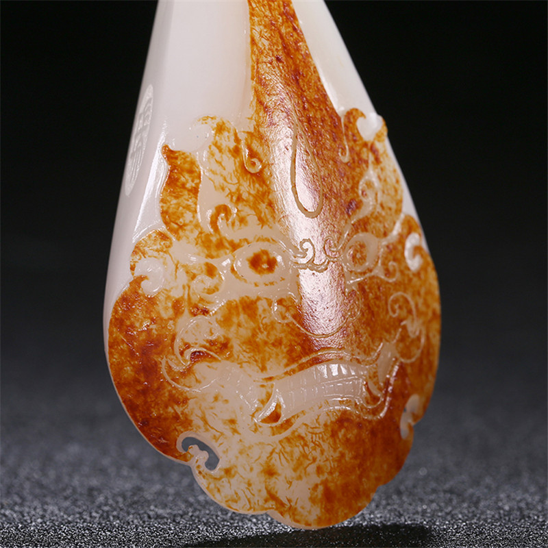 財(cái)福雙至和田玉貔貅掛墜，白玉籽料吊墜