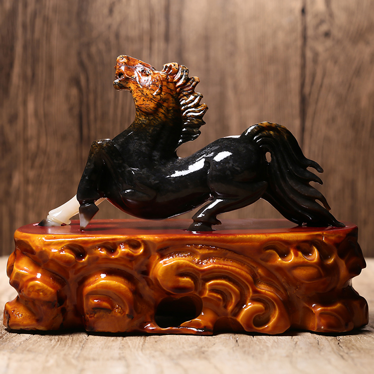 馬到功成天然和田玉手把件，玉石生肖馬擺件