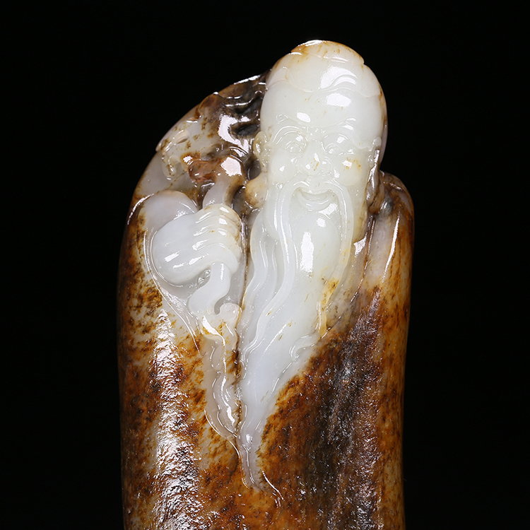 天然白玉壽星手玩件，和田玉掛件籽料
