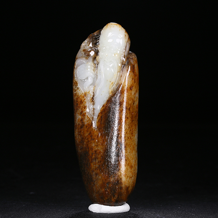 天然白玉壽星手玩件，和田玉掛件籽料