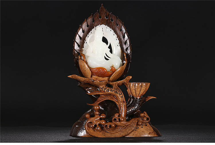 鳳拜觀音手玩件白玉把件，和田玉白玉籽料觀音