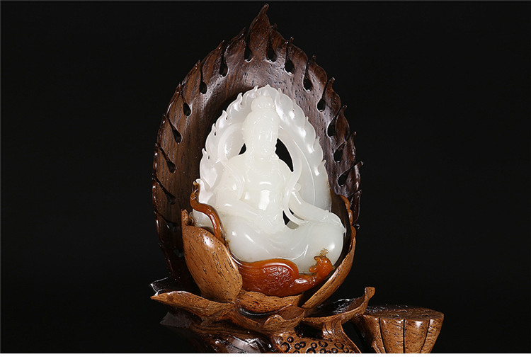 鳳拜觀音手玩件白玉把件，和田玉白玉籽料觀音