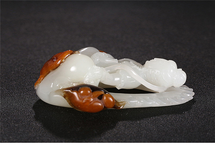 鳳拜觀音手玩件白玉把件，和田玉白玉籽料觀音