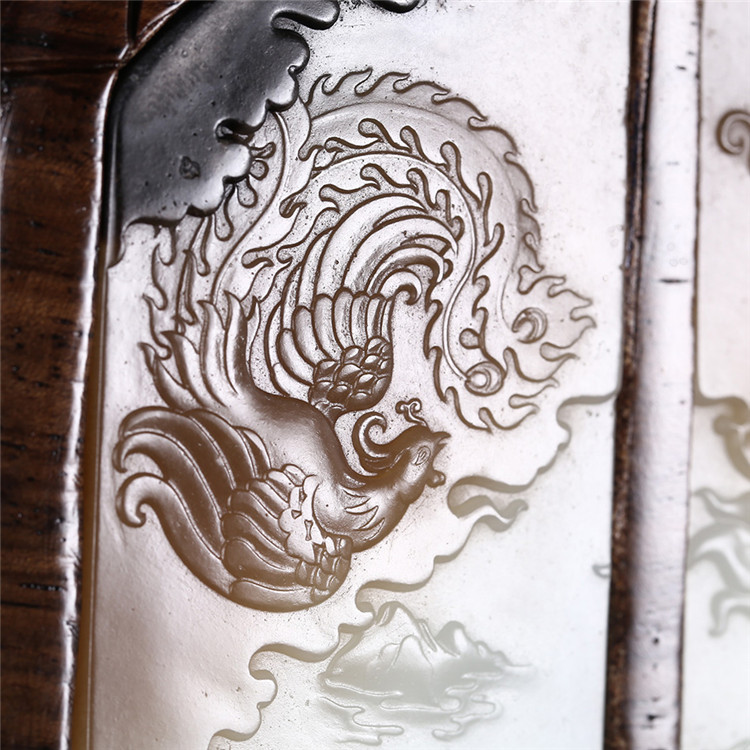 和田玉龍鳳呈現(xiàn)玉牌子，天然糖白玉蘇工擺件