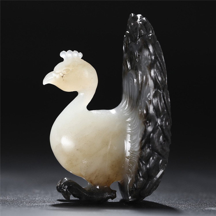 天然和田玉孔雀吊墜，白玉籽料掛件項(xiàng)鏈