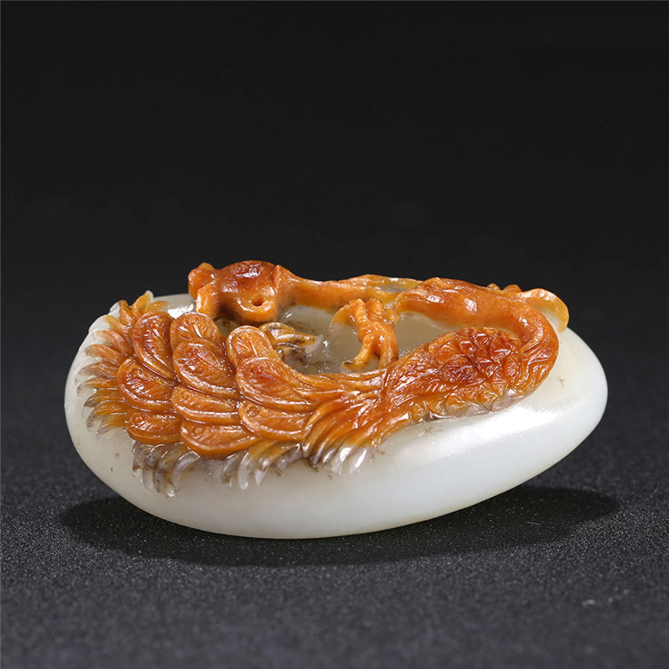 白玉項(xiàng)鏈優(yōu)雅孔雀吊墜，錦繡前程玉石掛墜