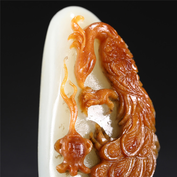 白玉項(xiàng)鏈優(yōu)雅孔雀吊墜，錦繡前程玉石掛墜